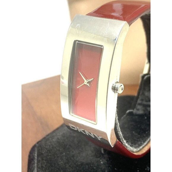 DKNY Women's Watch NY4747 Quartz Red Dial Tank 21x43mm Leather Strap - Picture 12 of 13